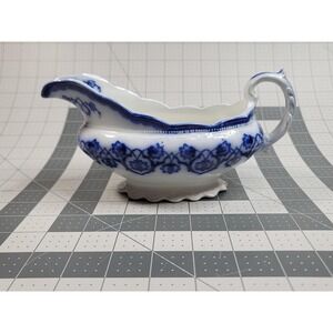 Antique Porcelain Grindley Haddon Flow Blue Gravy Boat